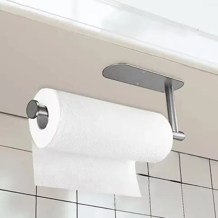 Stainless Steel Silver / Black Paper Towel Wipe Hanging Rack Can Store Cling Film Wipes Roll Paper Rack For The Kitchen Bathroom
