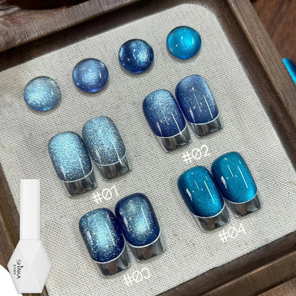 1-10pcs WS Sparkling Blue Glass Bead Cat Magnetic Gel Nail Polish Flash Whitening Popular Semi Permanent Soak Off UV Gel Varnish