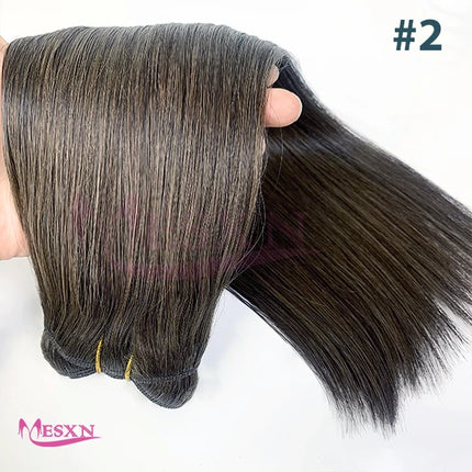 MESXN Human Hair Weft  European Remy Natural Human Hair Extensions Straight 14"-26" Can Curly Hair Weaves Blonde For Salon