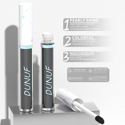 DUNUF 6 pcs set pearlescent metallic color long lasting lip gloss waterproof sweatproof non-stick lipstick