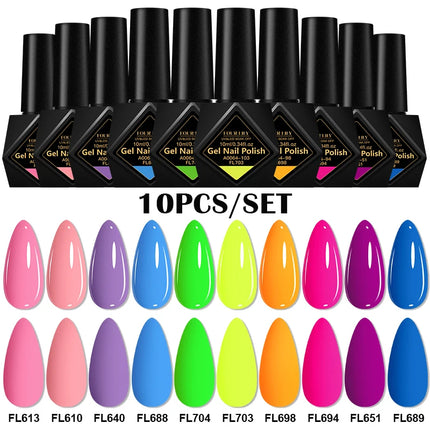 10pcs 10ml Gel Nail Polish Set HEMA TPO Free Red Coffee Brown Semi Permanent Soak Off UV Gel Varnish For Winter Nail Supplies