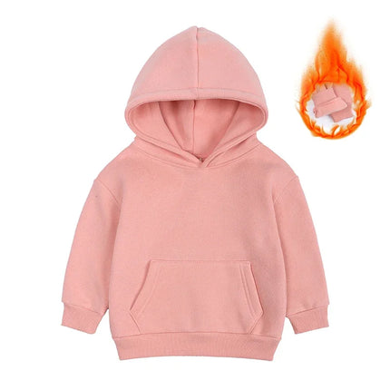 2026 Custom Winter Kids Boys Girls Clothes Children Hoodies Soild Cotton Thicken Fleece Sweatshirts Toddler Sport Pullover Top