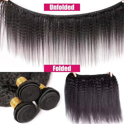 Kinky Straight Human Hair Bundles Brazilian Yaki Straight Hair Extension Virgin Human Hair Weave 1/3/4 Bundle For Quicky Weaving