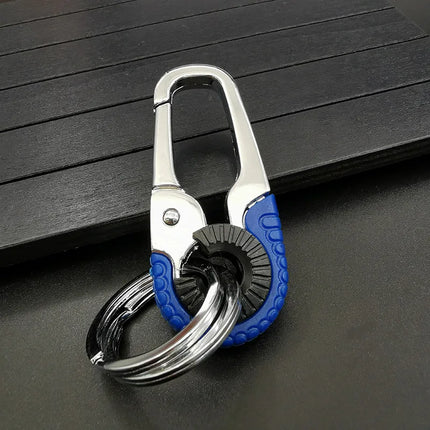 3pcs Keychain Men Stainless Steel Buckle Outdoor Carabiner Climbing Tool Double Ring Car Fishing Hook Key Ring Accessories