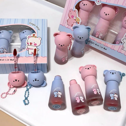Gege bear Cute Cat Lip Gloss - Moisturizing Smooth and Long-lasting Lip Glaze - 4 Shades Easy to Apply Holiday Gifts