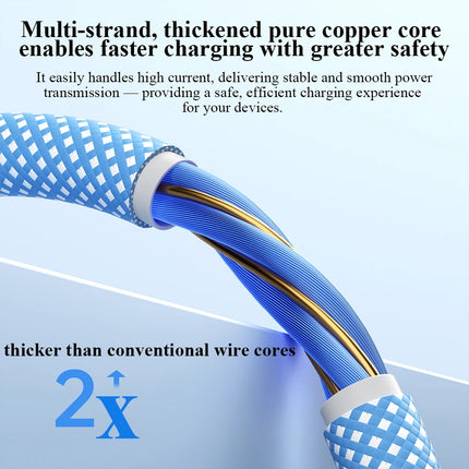PD60W USB C Cable With Light Display Nylon Braided Type C Fast Charging Cable 480Mbps Data Transfer For iphone  For xiaomi