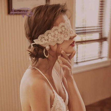 Erotic Masks Eyes Patch Blindfold Sexy Women Lingerie Accessories Lace Hollow Embroidery Strap Eye Mask Black