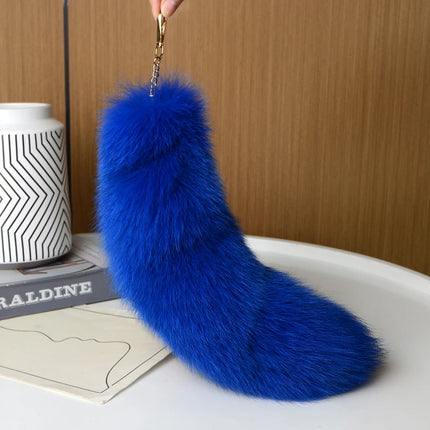 Natural Fox Fur Tail Keychain Furry Y2k Beautiful Accessory Fox Tail Keychain Length 40 Cm Car Keychains for Women