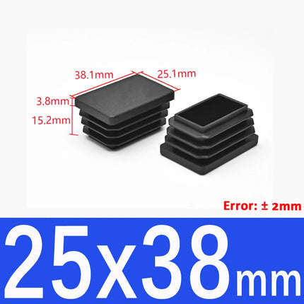 Black Plastic Square Oblong Pipe Plug 13x13mm~100x100mm Insert Table Chair Furniture Foot Cover Anti Slip Blanking End Cap