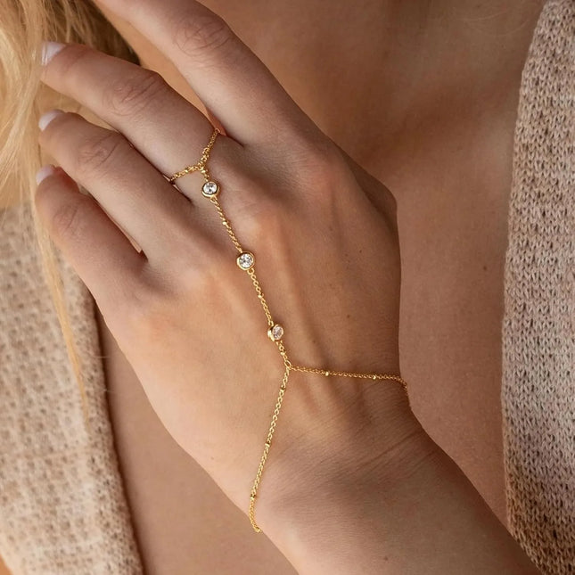 Gold Hand Chain for Women Gold Plated Bracelets for Women Silver Bracelets Hand Chain, Silver Jewelry Gifts for Women Christmas