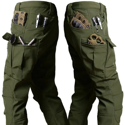 Autumn and Winter Tactical Camouflage Pants Men's Shark Skin Soft Shell Work Pants Outdoor Multi Pocket Windproof Combat Pants