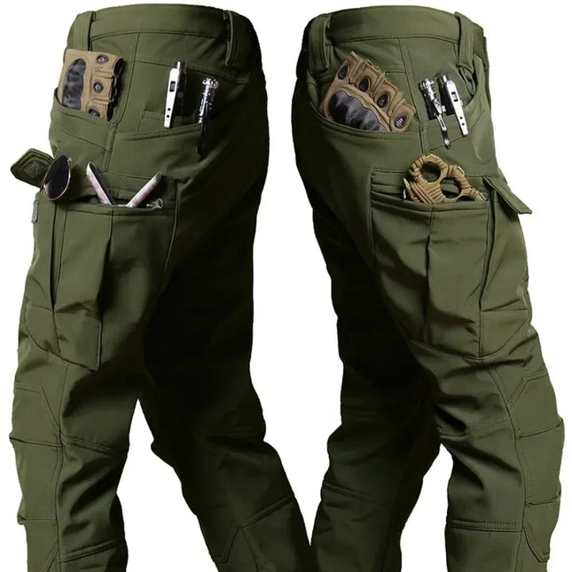 Autumn and Winter Tactical Camouflage Pants Men's Shark Skin Soft Shell Work Pants Outdoor Multi Pocket Windproof Combat Pants