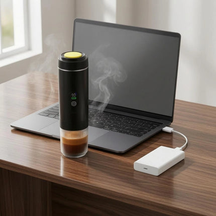 Portable Espresso Machine LED Display USB Rechargeable Espresso Machine Travel Coffee Brewer Transparent Chamber