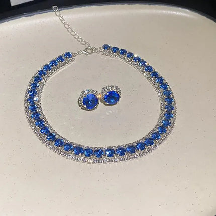 Women's Rhinestone Decorated Necklace & EarringsTrendy Jewelry Set Fashionable Accessories for Party & Daily Clothing Decor