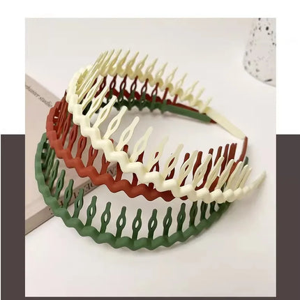1Pc Solid Color Wave Hairbands for Women Trendy Toothed Non-slip Hair Combs Hair Accessories Girl Face Wash Sports Headbands 집게핀