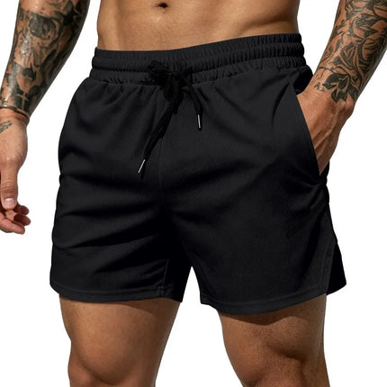 Men's New Breathable Mesh Quick-Drying Sports Shorts with a Drawstring Waistband, Suitable for Casual and Fashionable Sports Wea