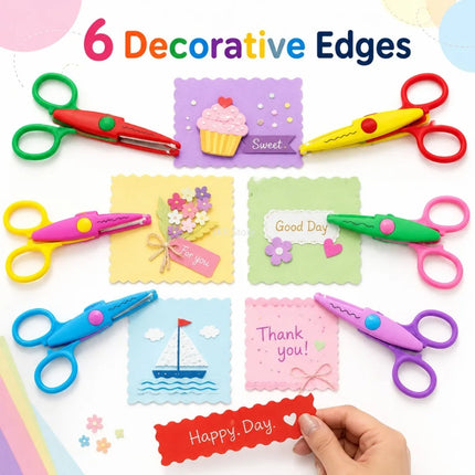 6Pcs/Set Decorative Wavy Scissors - PP Plastic Craft Scissors for Paper Cutting, DIY Projects, Art Supplies & Creative Gifts