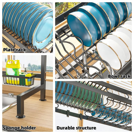 Dish Rack Over Sink Kitchen Above Sink Shelf Dish Drying Rack Large Capacity 55CM, Single Layer/Double Layer