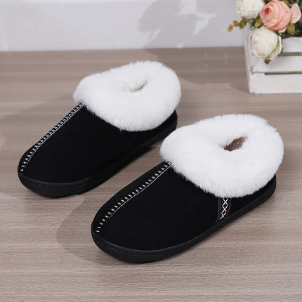 Fur Ankle Fluffy Slippers Women 2024 Winter Warm Plush Indoor Home Slippers Woman Faux Suede Closed Toe Soft Sole House Shoes