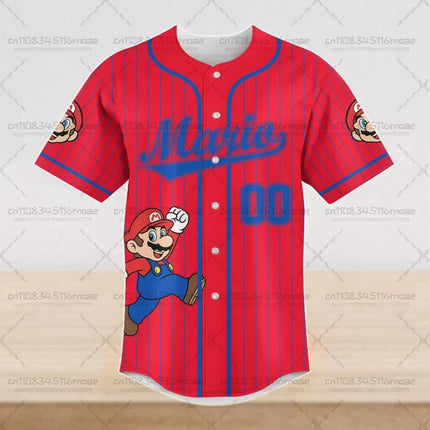 Summer Super Mario Design Pattern Printed Summer T-shirt Children's Casual Sports Short Sleeve Round Neck Loose Pullover T-shirt