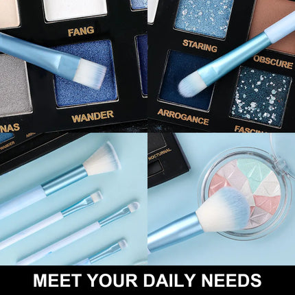 12PCS Blue Makeup Brushes Set Soft Fluffy Detail Concealer Blush Loose Powder Eyeshadow Highlighter Foundation Women Beauty Tool