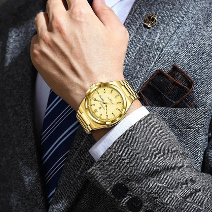 POEDAGAR Luxury Business Men's Watches Stainless Steel Waterproof Luminous Men's Watch Date Week Quartz Original Men's Wristwatches
