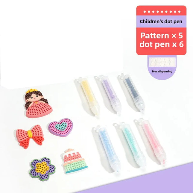 Handmade Bead Painting Children DIY Toy Ballpoint Pen Painting Set Cartoon Princess Stickers Educational Toys