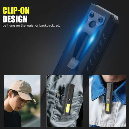 LED Keychain Flashlight Rechargeable 550LM Portable Mini Torch Pocket Lantern Flood Work Light With Magnet For Emergency