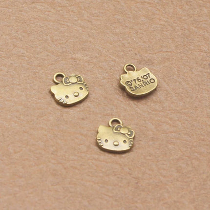 20/200PCS DIY Jewelry Accessories Cute Cartoon Cat Head Pendant Alloy Retro Bracelet Necklace Pendant Accessories