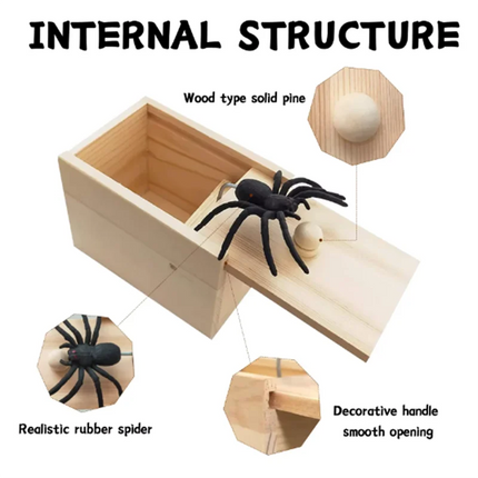 Trick Spider Funny Scare Box Wooden Hidden Box Quality Prank Wooden Scare Box Fun Game Prank Trick Friend Office Toys