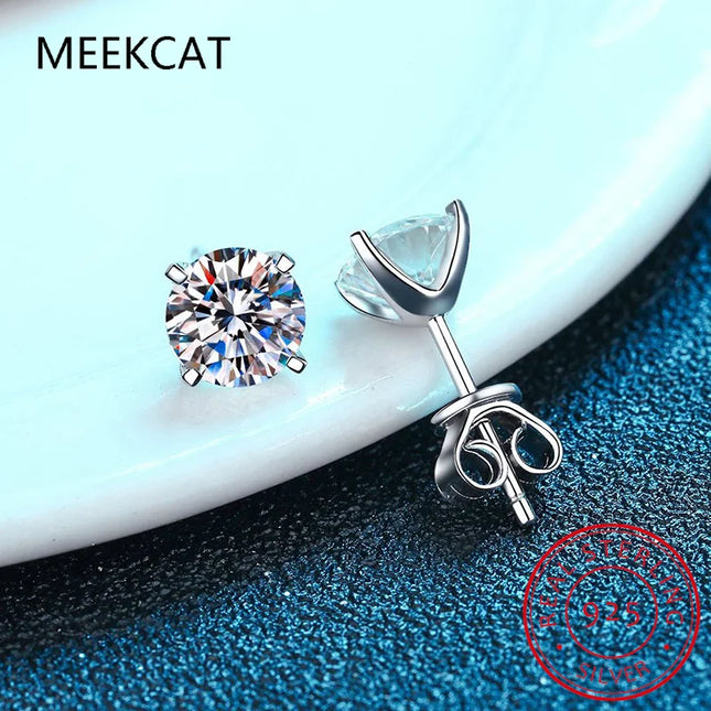 Moissanite D Color Total 0.6ct 1ct 2ct 3ct 4ct 6ct S925 Sterling Silver Stud Earrings for Women