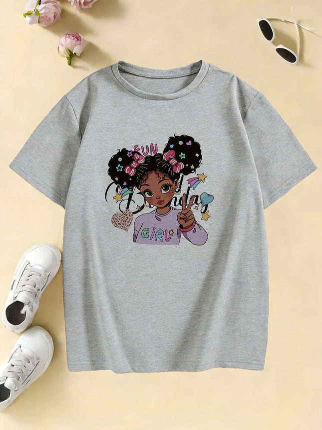 Y2K Retro Fashion Girls Design T Shirts  Summer Short Sleeve Kids Children's T-shirt Boys Girls Spring Casual Top Tee