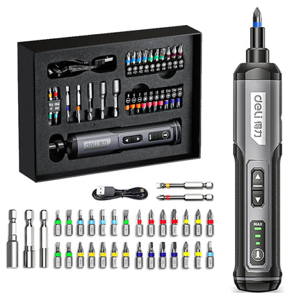 DELI-Mini Electric Screwdriver Set, Multi-function Disassembly, Torque Repair Tools Kit, Household Cordless Power Drill tools