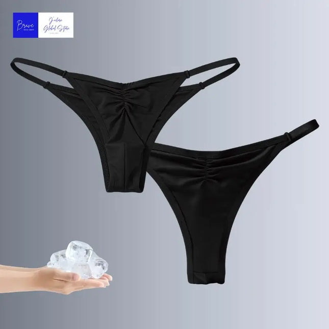 US Size Men's Ice Silk Thongs Briefs Sexy Low-Rise G-String Breathable Seamless T-Back Sports Fitness Underwear Plus Size