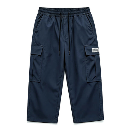 Men New Cargo Capri Pants Loose Fit Elastic Drawstring Waist Multi Pocket Outdoor Walking Holiday Summer Casual 7/8 Trousers