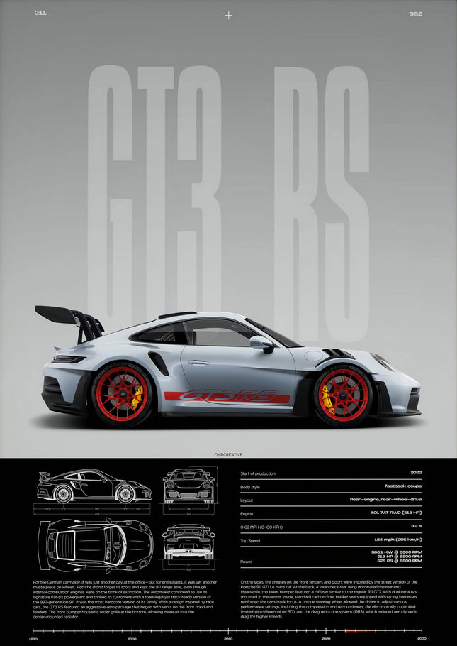 Minimalist 911 GT3-RS 718 GT4 RS Hyper Car Sports Car Supercar Poster Canvas Painting Wall Art Pictures Home Interior Decor