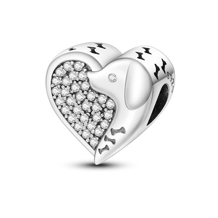 Inlaid Zircon Charm Beads 925 Sterling Silver Color Love Heart Snake Dangle Fit Original Bangle Bracelet Charms Pendant Jewelry