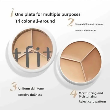 TFIT Three Color Concealer Precise Zoning Concealer Lasting Hydration Pre Makeup Lotion Invisible Pore Brightening Skin Cream