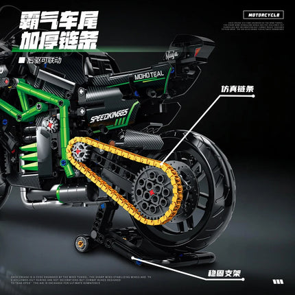 New MOC Motorcycle Building Blocks 1:8 Scale Technical Racing Motorbike Model Kit for Adults Gift