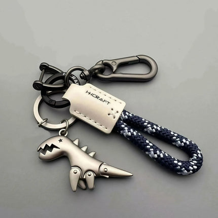 Cute Cartoon Dinosaur Keychain, Exquisite Leather Rope Key Ring for Women, Car Keychain & Bag Pendant Gift