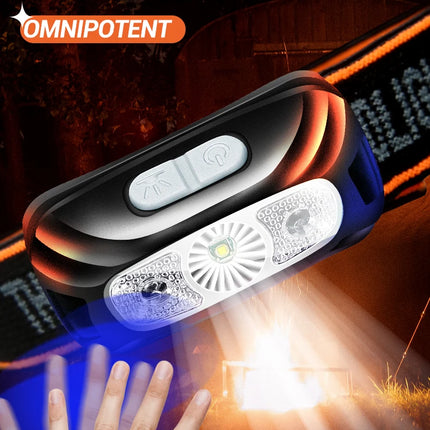 Strong Light Headlamp Portable LED Sensor Headlamp USB-C Rechargeable Head Flashlight Outdoor Camping Fishing Emergency Lantern