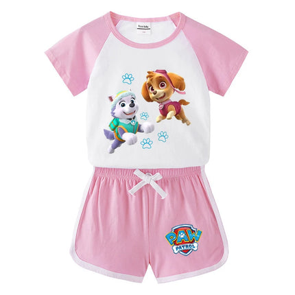 Children's Summer Pajama Set Kids Cartoon PAW Patrol T-shirt+Shorts Sets Boys Cotton Tops+Shorts 2Pcs Baby Boys Girls Sport Suit