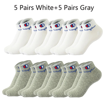 5/10/20 Pairs Men Ankle Socks Cotton Brand Classic Fashion Black White Socks Breathable Mesh Athletic Sports Socks for Summer