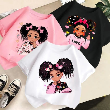 Children's Clothing, Short Sleeves for Girls, 2025 Summer New Girls' T-shirts, Pure Cotton Fashionable Printed Children's Top Trend