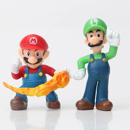 12-18pcs/set Super Mario Bros PVC Action Figure Toys Dolls Model Set Luigi Yoshi Donkey Kong Mushroom for Kids Birthday Gifts@