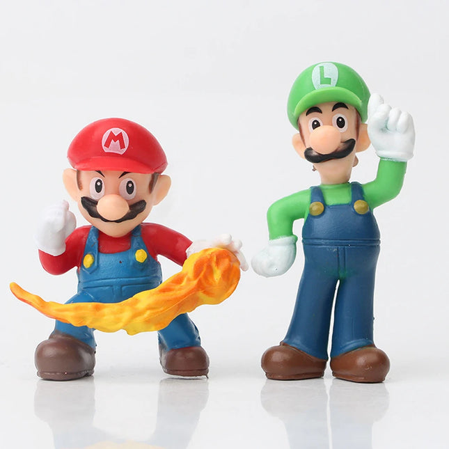 12-18pcs/set Super Mario Bros PVC Action Figure Toys Dolls Model Set Luigi Yoshi Donkey Kong Mushroom for Kids Birthday Gifts@