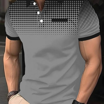 Summer men's Lapel short-sleeved T-shirt, Contrasting Polka Dot Shirt Polo Sport Golf Business Thin Polo