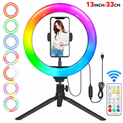 13Inch 33CM RGB Selfie Ring Light Photography Fill Lighting LED Ring Lamp for Video Recording Live Broadcast Selfie LED Lamp