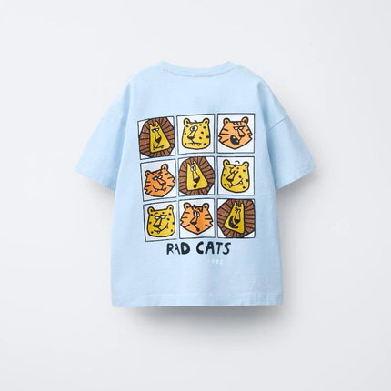Animal Pattern Boys Clothes T-shirt Summer New Simple Fashion Short Sleeve Tops Kids Tees Round Collar Print Children's T Shirts