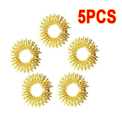 5PCS Stainless Steel Finger Massage Acupressure Ring Stress Relief Anxiety Teens Adults Stress Finger Toys For Adult Kids SBAMQ2